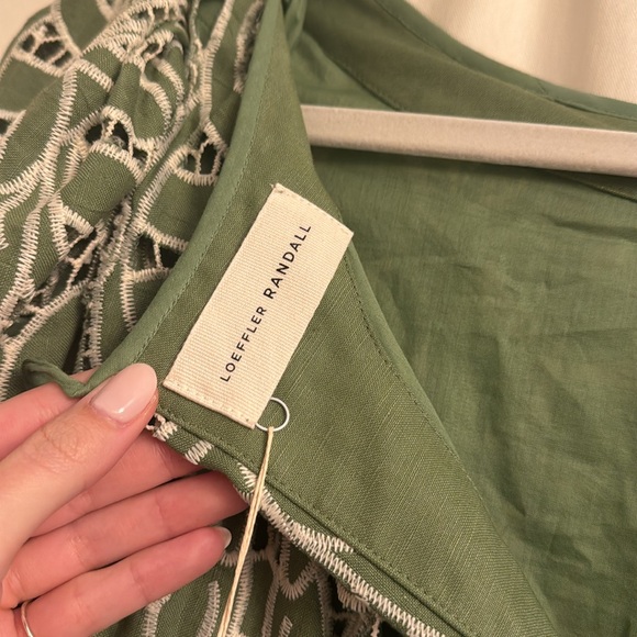 NWT LOEFFLER RANDALL Mimi Lace Tent Green Oversized Puff-Sleeve Dress Size Small - Picture 8 of 10